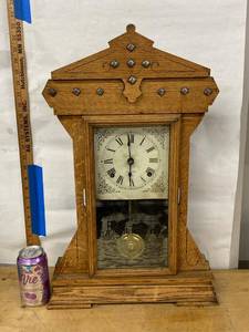 Seth Thomas Oak Gingerbread Wall Clock Approx. 24 in Untested