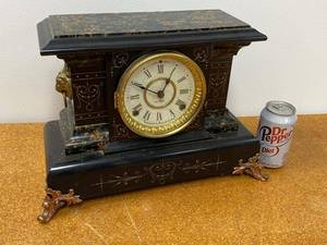 Seth Thomas Mantel Clock Black Gilt Roman Dial Vintage Untested