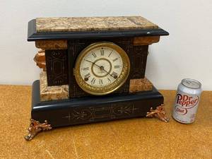 Antique Seth Thomas Mantel Clock Black Adamantine Case See Photos