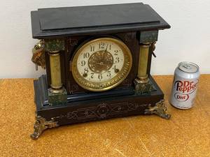 Seth Thomas Antique Mantel Clock Black Case Faux Marble Untested
