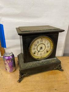 Seth Thomas Antique Mantel Clock Black Adamantine Case Untested