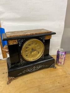 Seth Thomas Mantel Shelf Clock Black Case Marble Top Untested