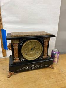 Seth Thomas Clark Mantel Clock Black Adamantine Antique Untested