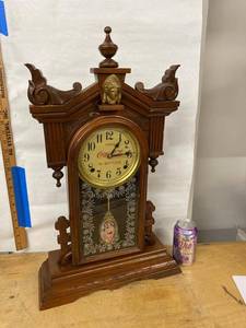Victorian Style Coca-Cola Advertising Mantel Clock Wood Case Untested