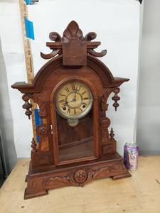 Antique Victorian Gingerbread Shelf Clock Walnut Case Untested