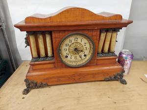 Seth Thomas Antique Mantel Clock Faux Marble Columns Untested