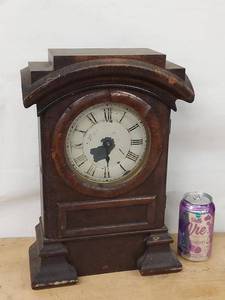Antique 8 Day Wooden Mantel Clock Ogee Case Untested See Photos
