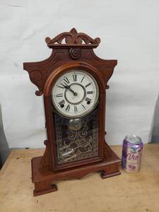 Wm. L. Gilbert Mantel Clock Victorian Walnut Case Approx. 19 In
