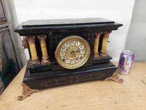 Seth Thomas Adamantine Mantel Clock Egyptian Revival See Photos