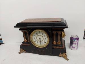 Seth Thomas Adamantine Mantel Clock Faux Marble Case Approx 19in