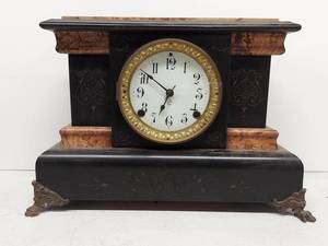 Seth Thomas Antique Adamantine Mantel Clock Black Case Approx 14in