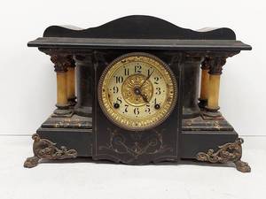 Seth Thomas Antique Mantel Clock Black Column Case Untested