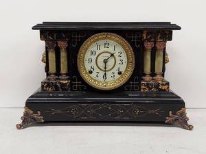 Seth Thomas Antique Adamantine Mantel Clock Black Case Untested