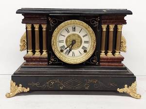 Seth Thomas Antique Mantel Clock Black Adamantine Style Approx 16in