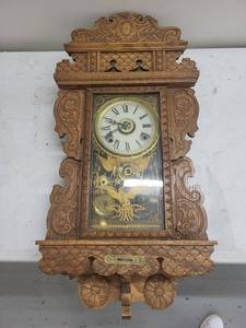 Antique Stanley Ornate Wooden Wall Clock