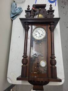 Vintage Wooden Pendulum Wall Clock With Bell
