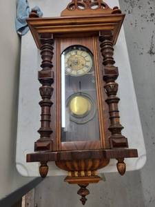 Ornate Wood Wall Clock With Pendulum