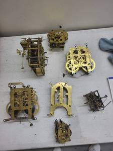 Mixed Brass Clock Movements (Lot of 7)