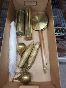 Assorted Brass Clock Weights & Pendulum