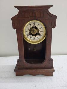 Antique F. Kroeber Mantel Clock in Wooden Case