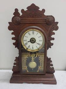 Ornate Wooden Wall Clock With Pendulum