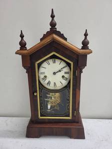 Vintage Ornate Wooden Mantel Clock