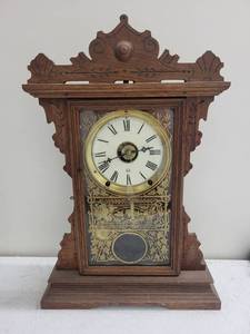 Antique Ornate Wooden Mantel Clock
