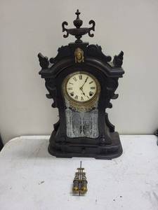 Ornate Wooden Wall Clock With Pendulum