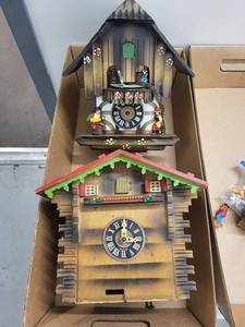 Hand-Painted Cuckoo Clock With Figures & Chain