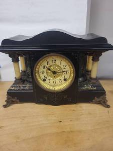 Seth Thomas Antique Adamantine Mantel Clock Faux Marble Case As Is