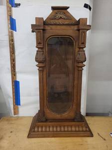 Antique Victorian Walnut Wall Clock Case w Glass Door Parts Repair