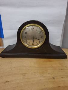 Seth Thomas Tambour Mantel Clock Dark Wood Case Mechanical Chime