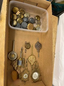 Lot Including Antique Clock Pendulums Brass Bobs Parts Repair