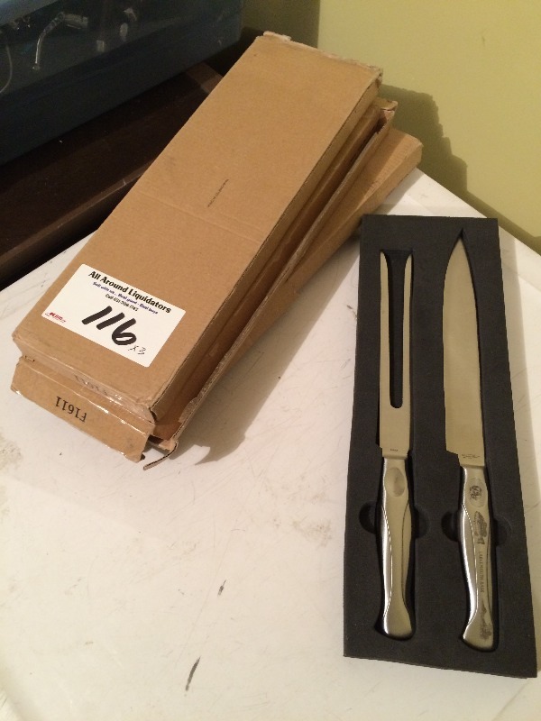 Stainless Steel Carving knife sets  quality piece - make really nice gifts  Lot of 3 sets