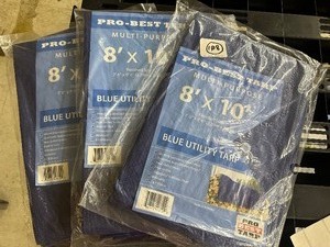 LOT of 3 - 8x10 Blue UTILITY TARPS