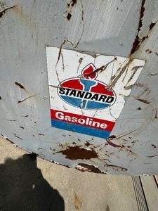 FUEL BARREL and Upright Stand - both dented