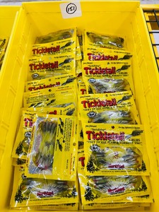 Retail Fishing Lot - 50 pkgs  TICKLE TAIL GRUBS - watermelon  chartreuse