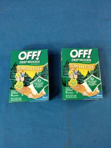 Two packs of OFF Deep Woods Insect Repellent Towelettes