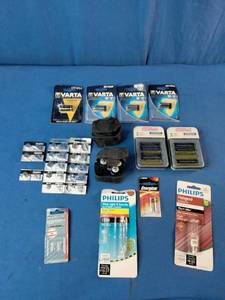 Consumer batteries and replacement halogen bulbs.