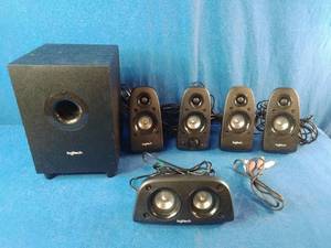 This Logitech Z506 5.1 speaker system features a powerful ported subwoofer and five satellite speakers designed to create an immersive surround sound experience