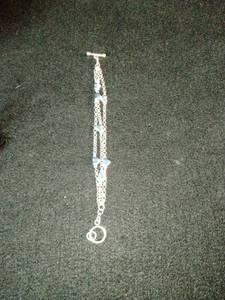 Brand new three strand heart charm bracelet 7 inch