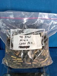 1,000 empty .40 S&W caliber pistol brass casings, typically collected or sold for ammunition reloading purposes.