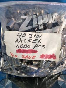 1,000-piece bulk pack of nickel-plated .40 S&W caliber gun cases.