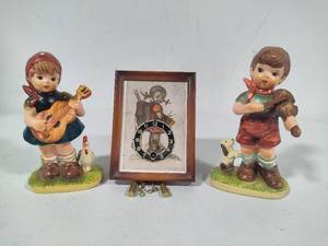 Porcelain Figurines & Vintage Hummel Clock