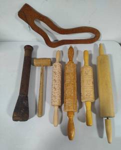 Wood Rolling Pins wPattern & Assorted Wood Items