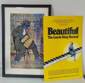 New Orleans Jazz Fest Framed Signed Poster & Carole King Musical Poster