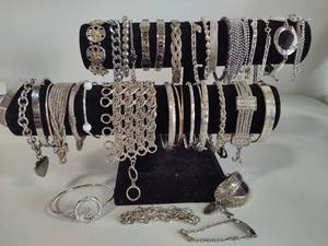 Lot of Silver Tone Costume Bracelets