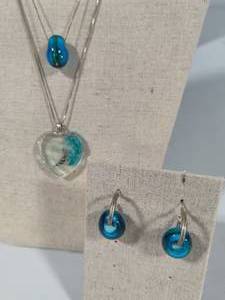 925 Stamped Pretty Aqua Colored Glass Jewelry