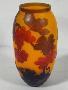 Emile Galle Style Beautiful Amber Vase