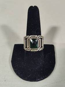 925 Mens Sterling & Emerald Ring